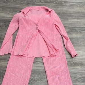 Pink Textured Two-Piece Set